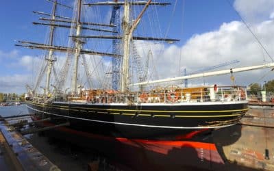 Tall Ship Stad Amsterdam docks at Damen Shiprepair Oranjewerf for maintenance and refurbishment