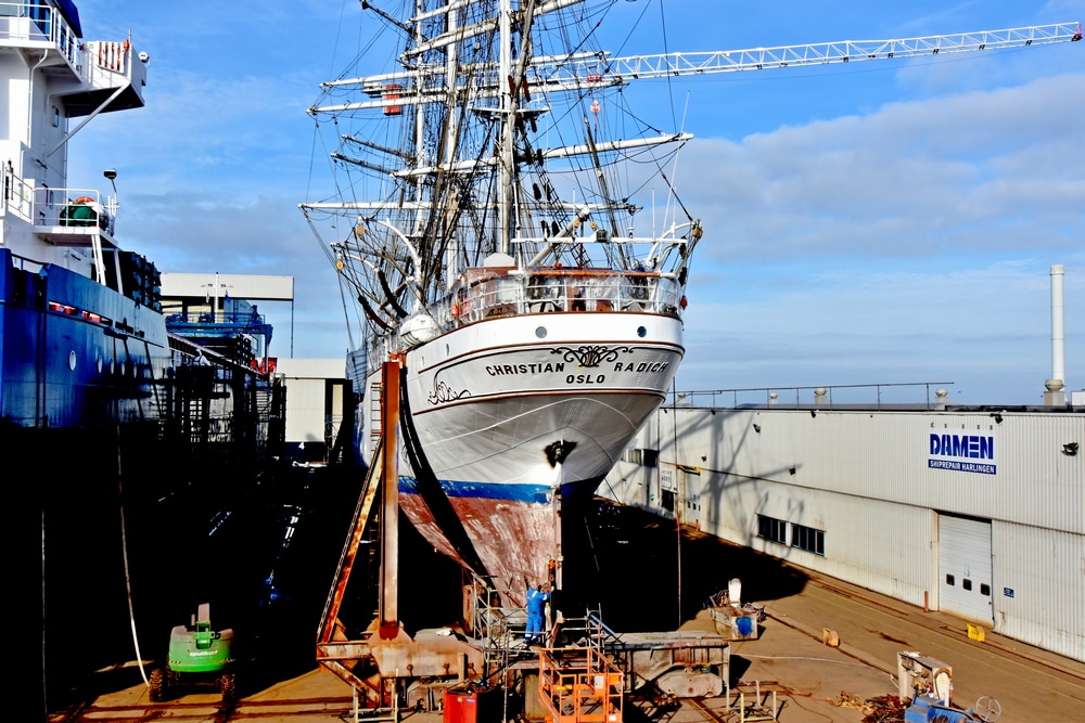 Tall Ship Christian Radich visits Damen for repairs and refit work