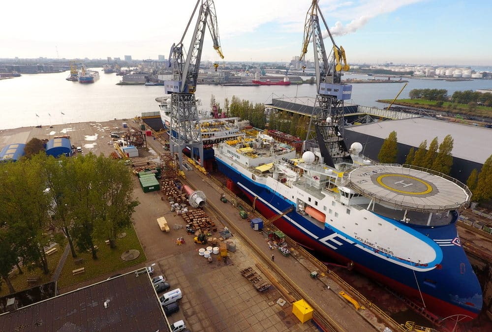 Seismic vessels complete tandem drydocking at Amsterdam