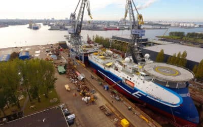 Seismic vessels complete tandem drydocking at Amsterdam