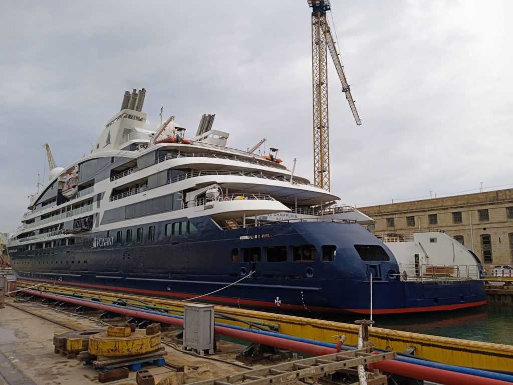 Le Champlain at Palumbo's Malta Shipyard