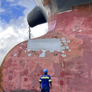 Metalock  repair on an oil tanker 