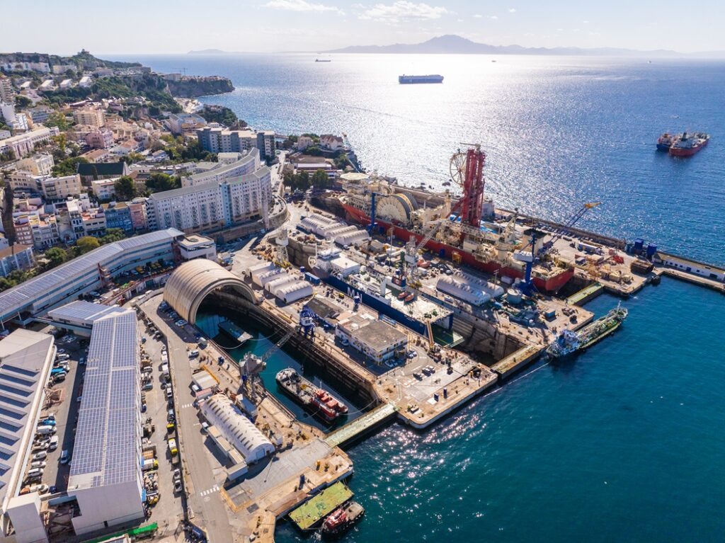 Technip's Deep Blue in drydock at Gibdock