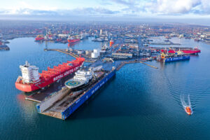 An aerial view of Orskov Yard