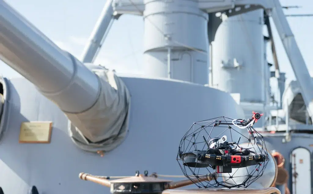 The Elios 3 maritime inspection drone aboard the Averof in Athens